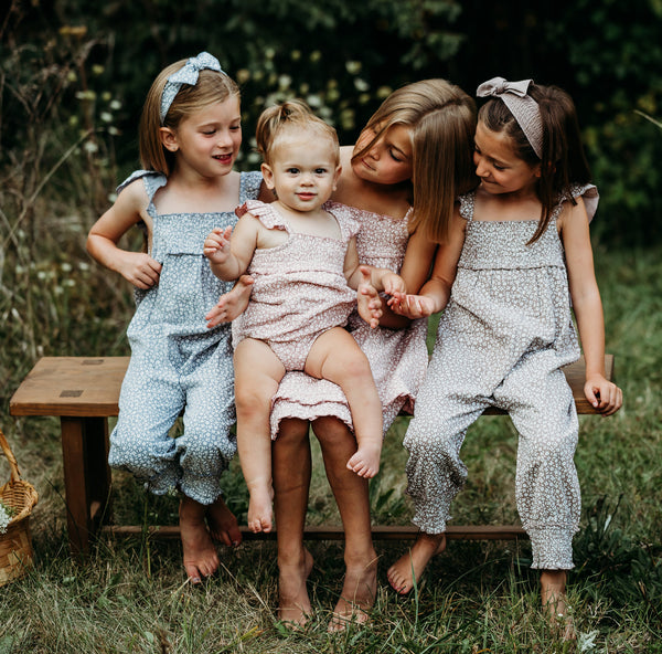 Kids Organic Muslin Sleeveless Romper - Blueberry Floral