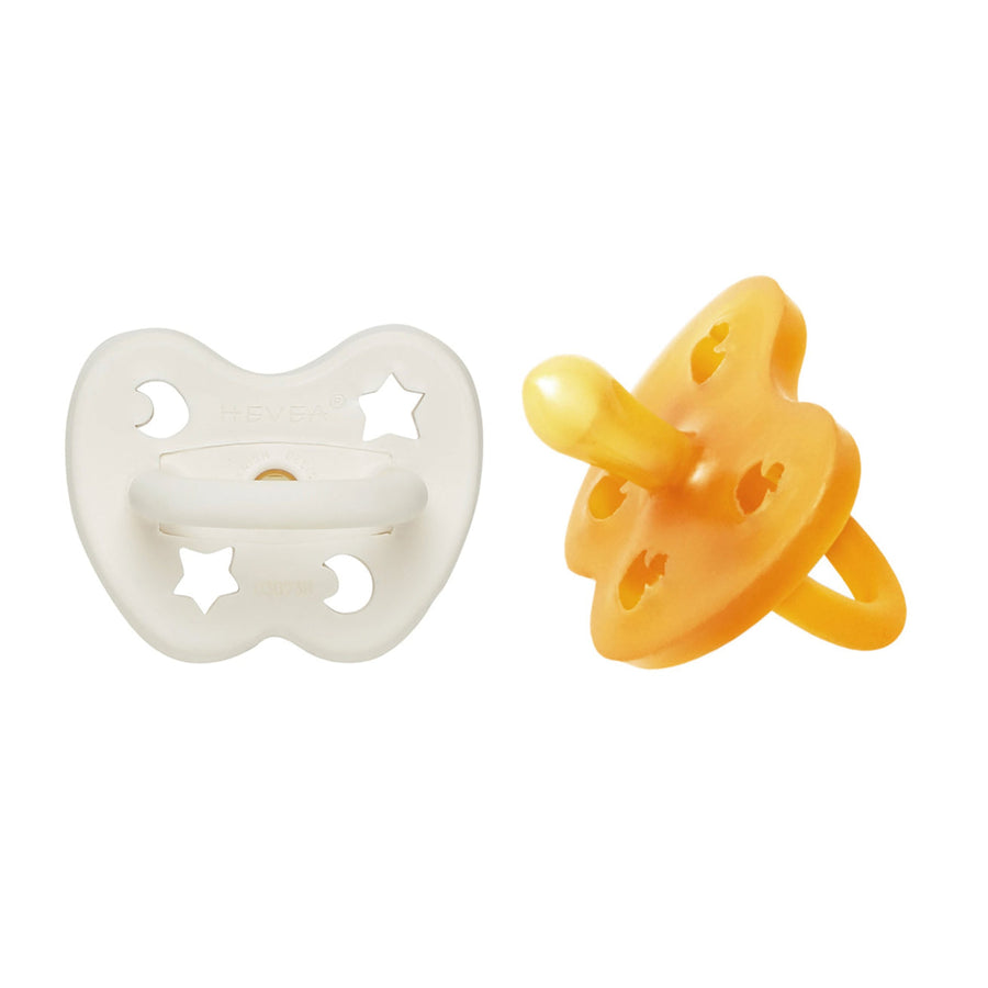 Natural Rubber Pacifier Symmetrical Two-Pack - Milky White and Natural