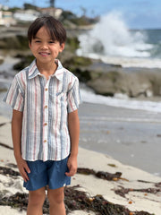 Newport Woven Shirt - Chambray/Neon Stripe