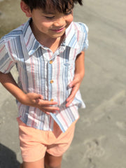 Newport Woven Shirt - Chambray/Neon Stripe