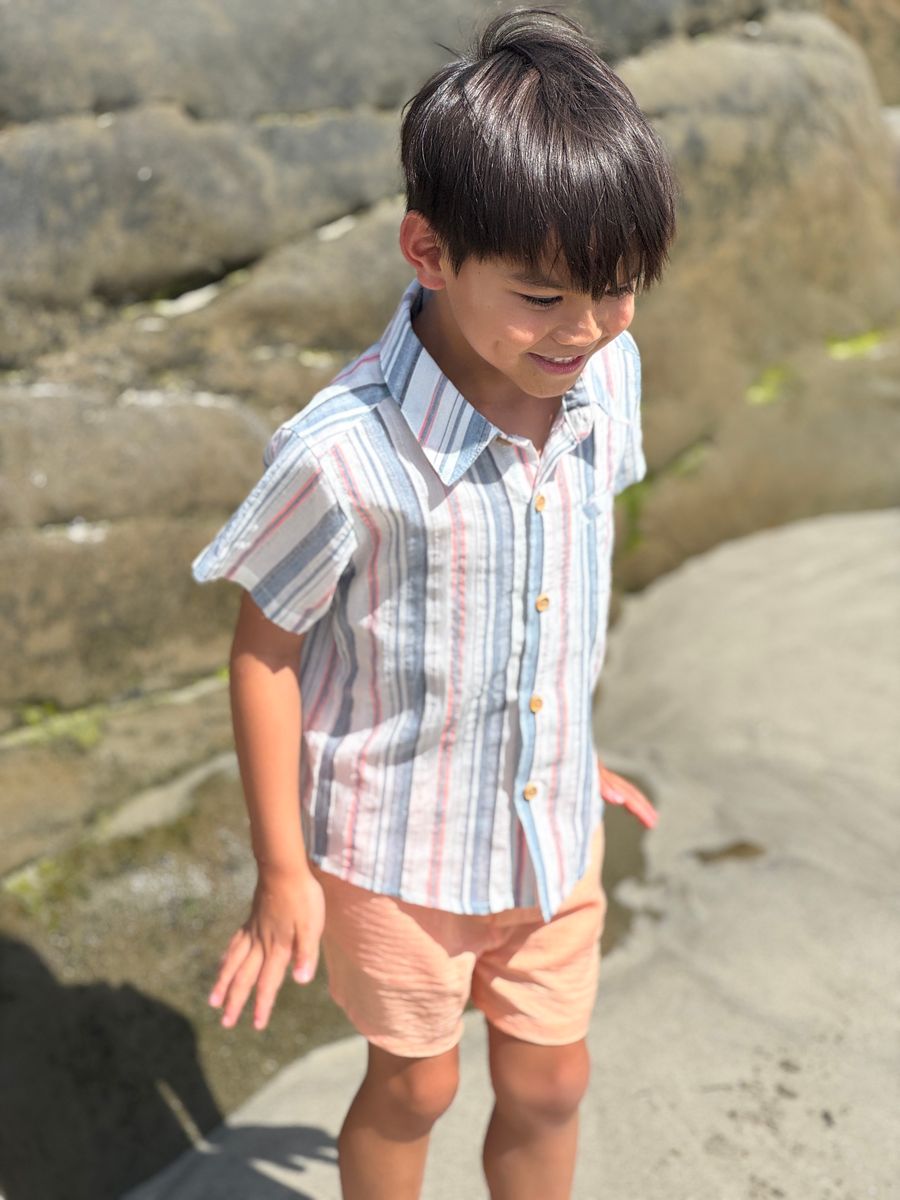 Newport Woven Shirt - Chambray/Neon Stripe