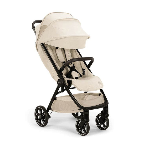 Nuna TRVL lx Compact Stroller with Travel Bag - Mica ( Delicate Neutral Beige BMW Logo)