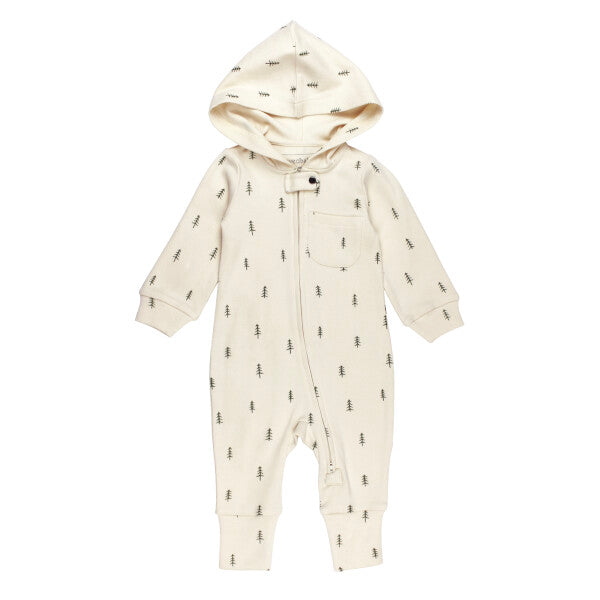 Organic Cozy Zipper Romper - Buttercream Tree