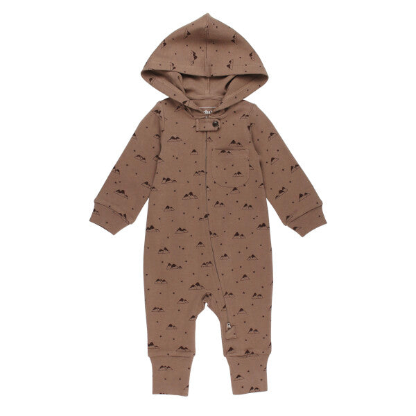 Organic Cozy Zipper Romper - Latte Mountain