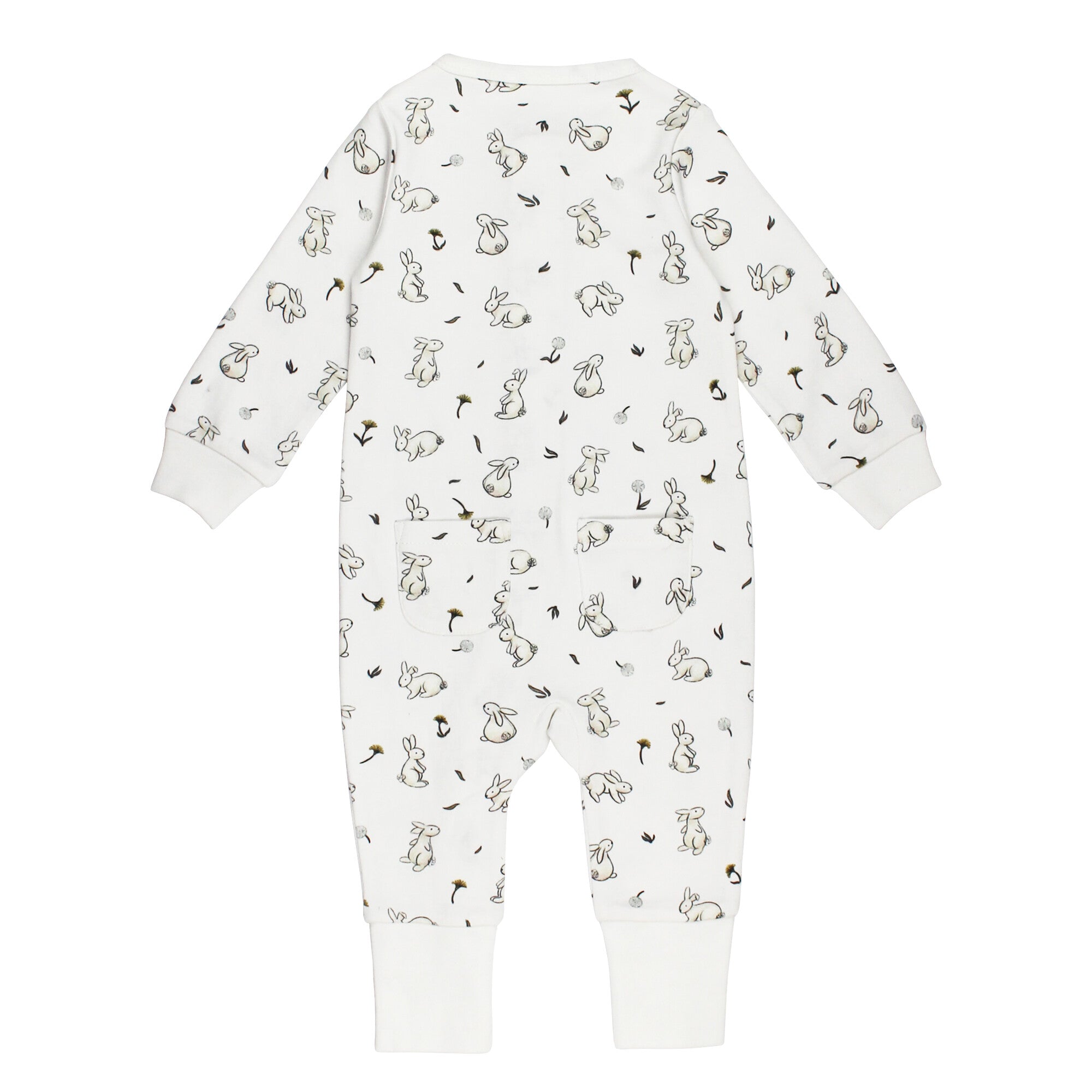 Organic Cotton Footless Zipper Romper - Honey Bunny