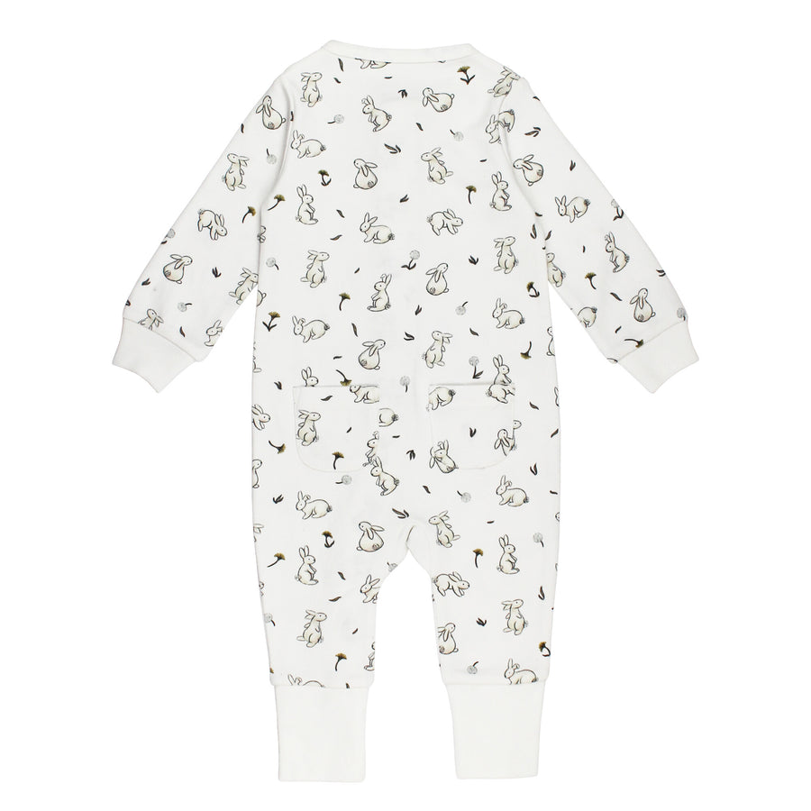 Organic Cotton Footless Zipper Romper - Honey Bunny