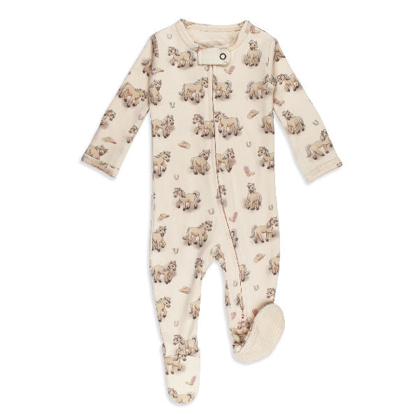 Organic Cotton Zipper Footie - Blush Boots - Little Rodeo