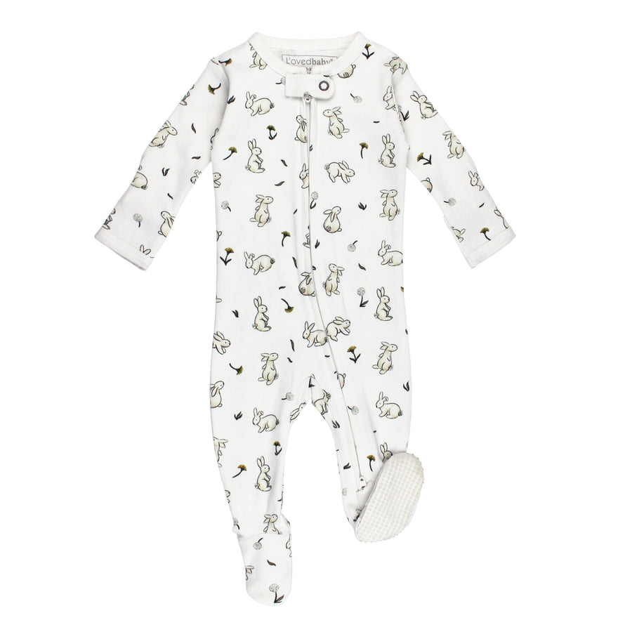 Organic Cotton Zipper Footie - Honey Bunny