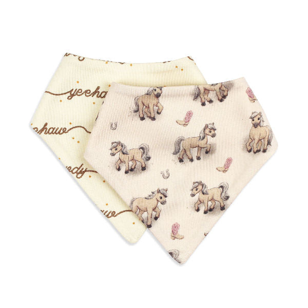 Organic Cotton Bandana Bib 2-Pack - Blush Boots - Little Rodeo