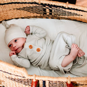 Ribbed Knotted Gown With Hat Set - Oat