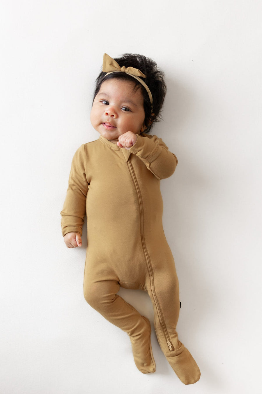 Bamboo Zippered Footie - Ochre