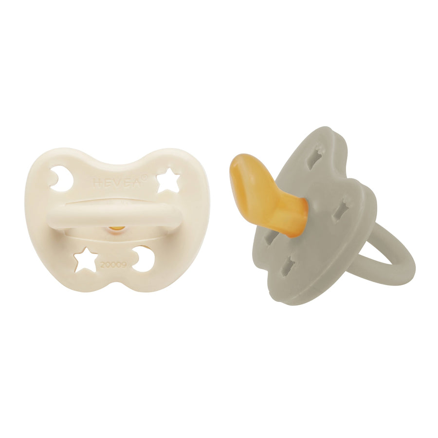 Natural Rubber Pacifier Orthodontic Two-Pack - Oatmeal and Milky White