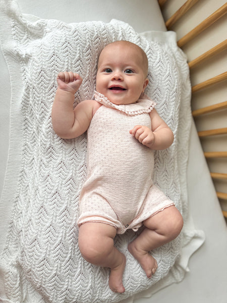 Organic Pointelle Bubble Romper - Cotton Candy