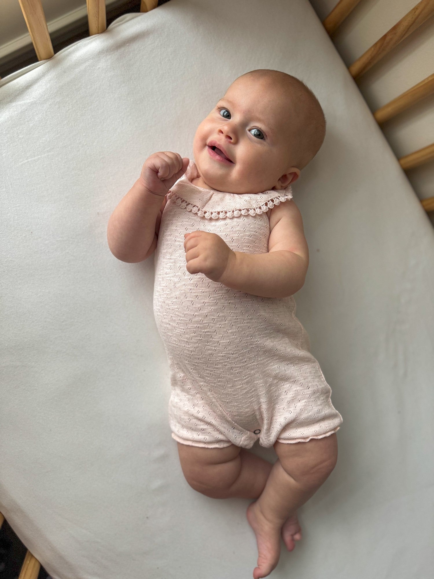 Organic Pointelle Bubble Romper - Cotton Candy