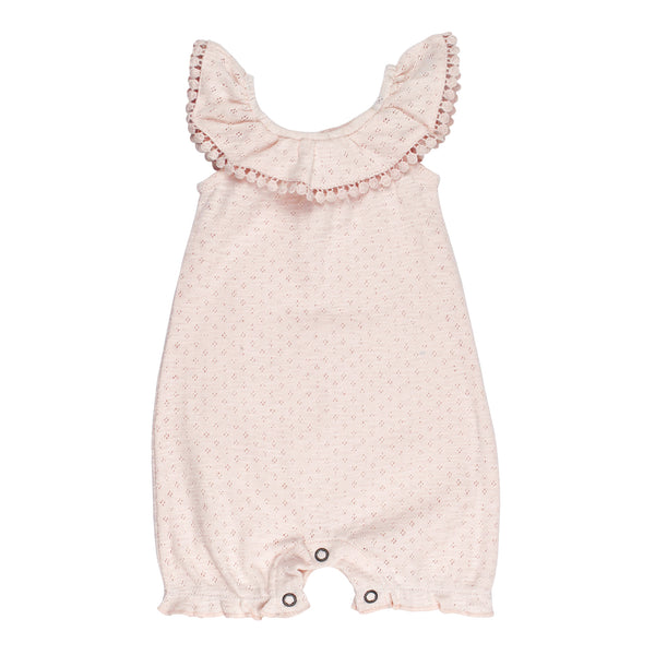Organic Pointelle Bubble Romper - Cotton Candy
