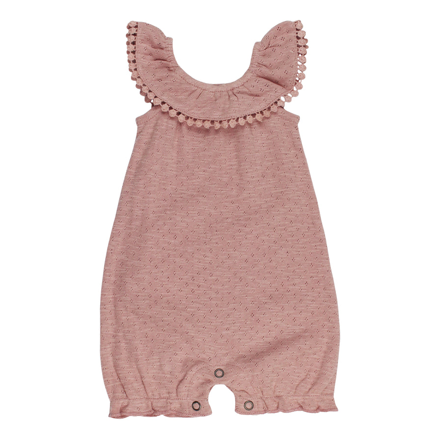 Organic Pointelle Bubble Romper - Taffy