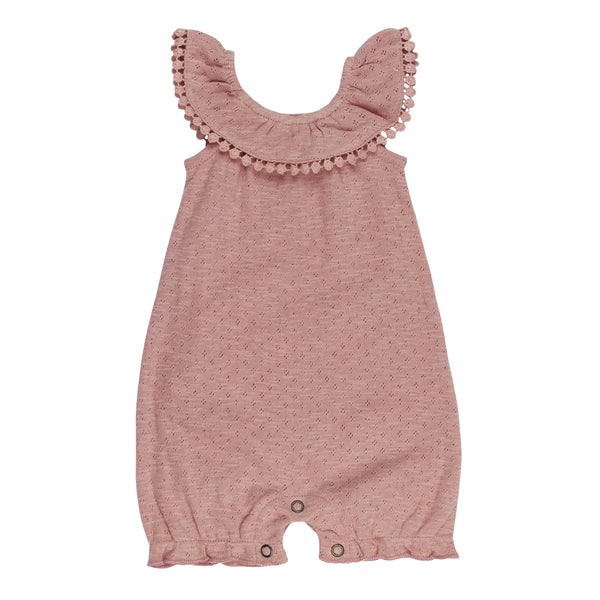 Organic Pointelle Bubble Romper - Taffy