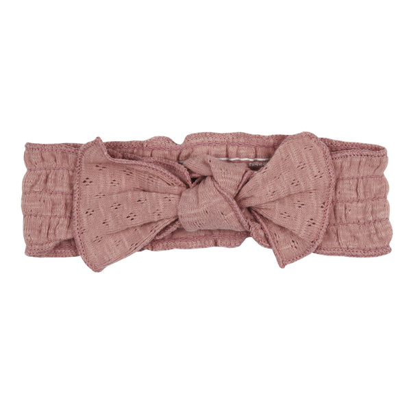 Organic Cotton Pointelle Smocked Headband - Taffy
