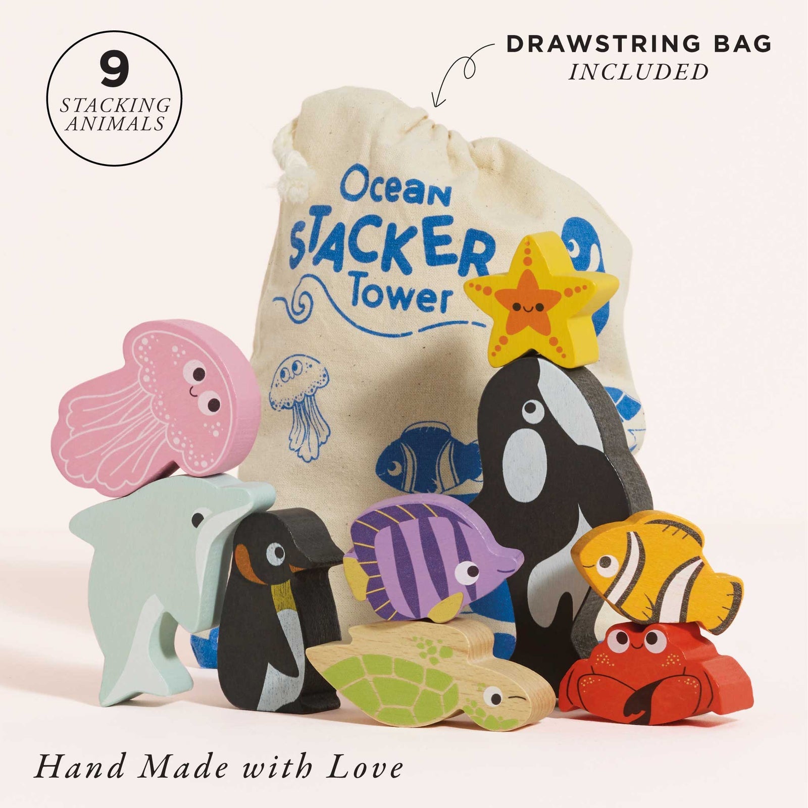 Ocean Life Stacking Animals & Bag