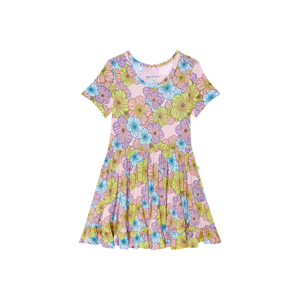 Short Sleeve Ruffled Twirl Dress - Kourtney