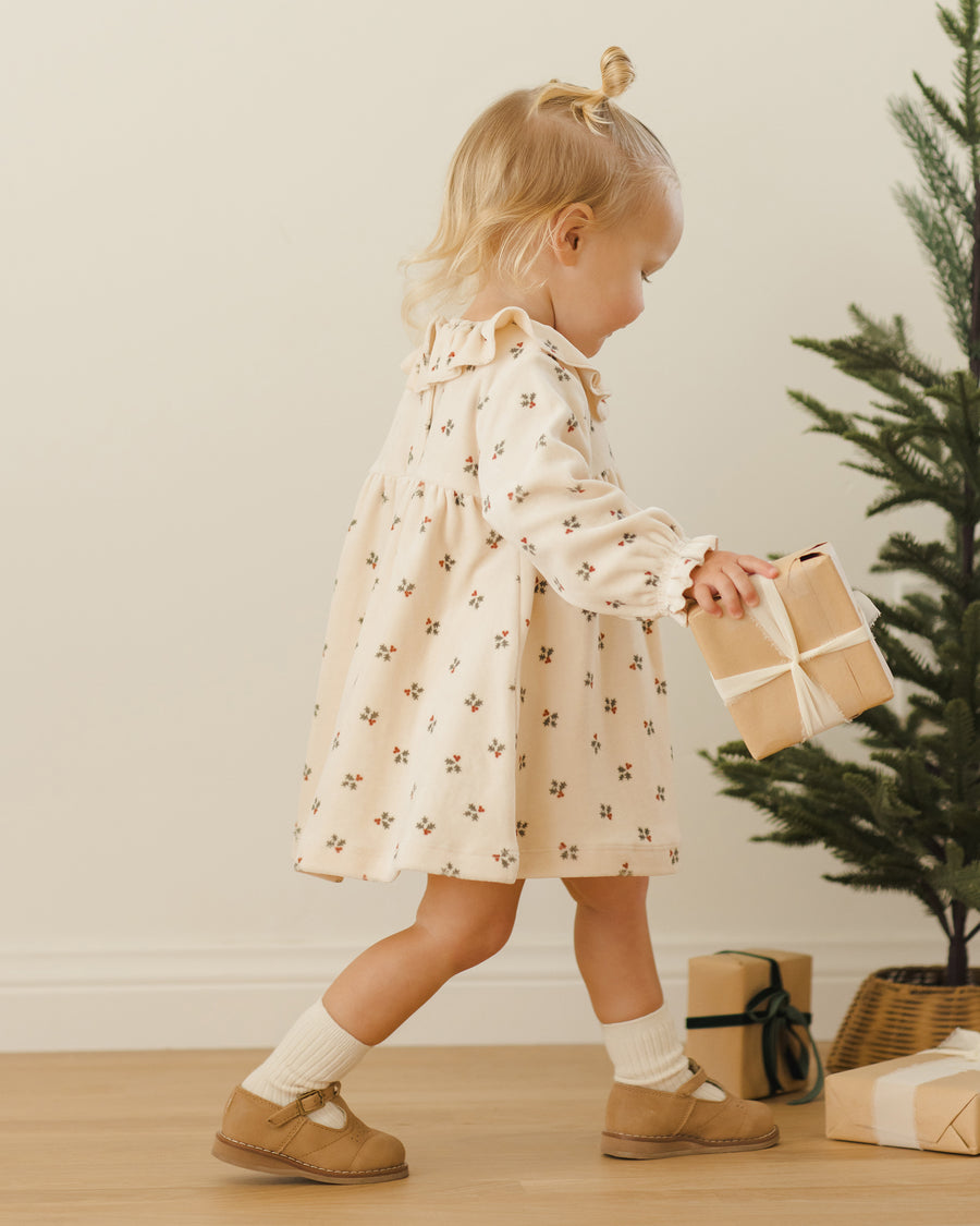 Velour Baby Dress - Holly Berry