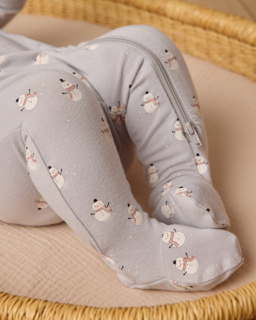 Bamboo Zip Footie - Snowmen