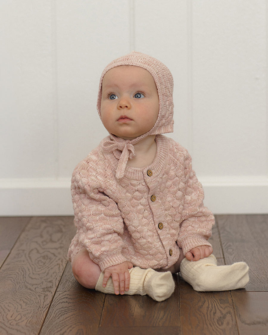 Bubble Knit Cardigan - Dusty Rose Speckle