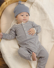 Ribbed Baby Jumpsuit - Slate Microstripe
