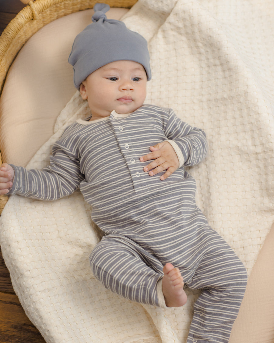 Ribbed Baby Jumpsuit - Slate Microstripe