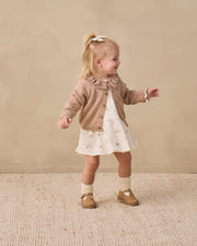 Ruffle Collar Cardigan - Heathered Almond