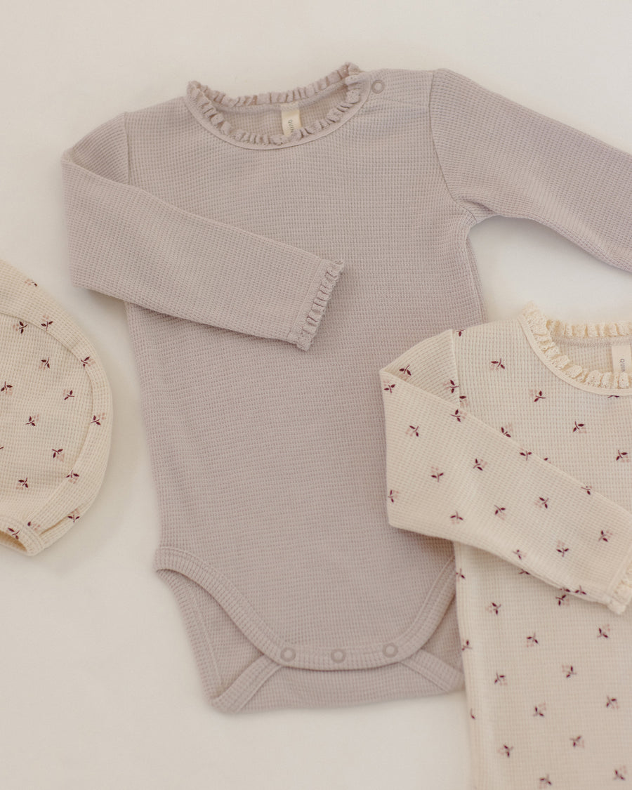 Waffle Long Sleeve Bodysuit - Lillac Mist