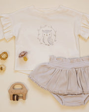 Ruffle Long Sleeve Tee - Baby Owl