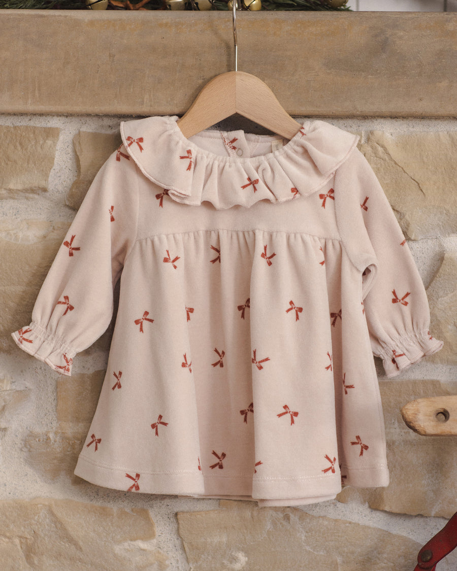 Velour Baby Dress - Bows