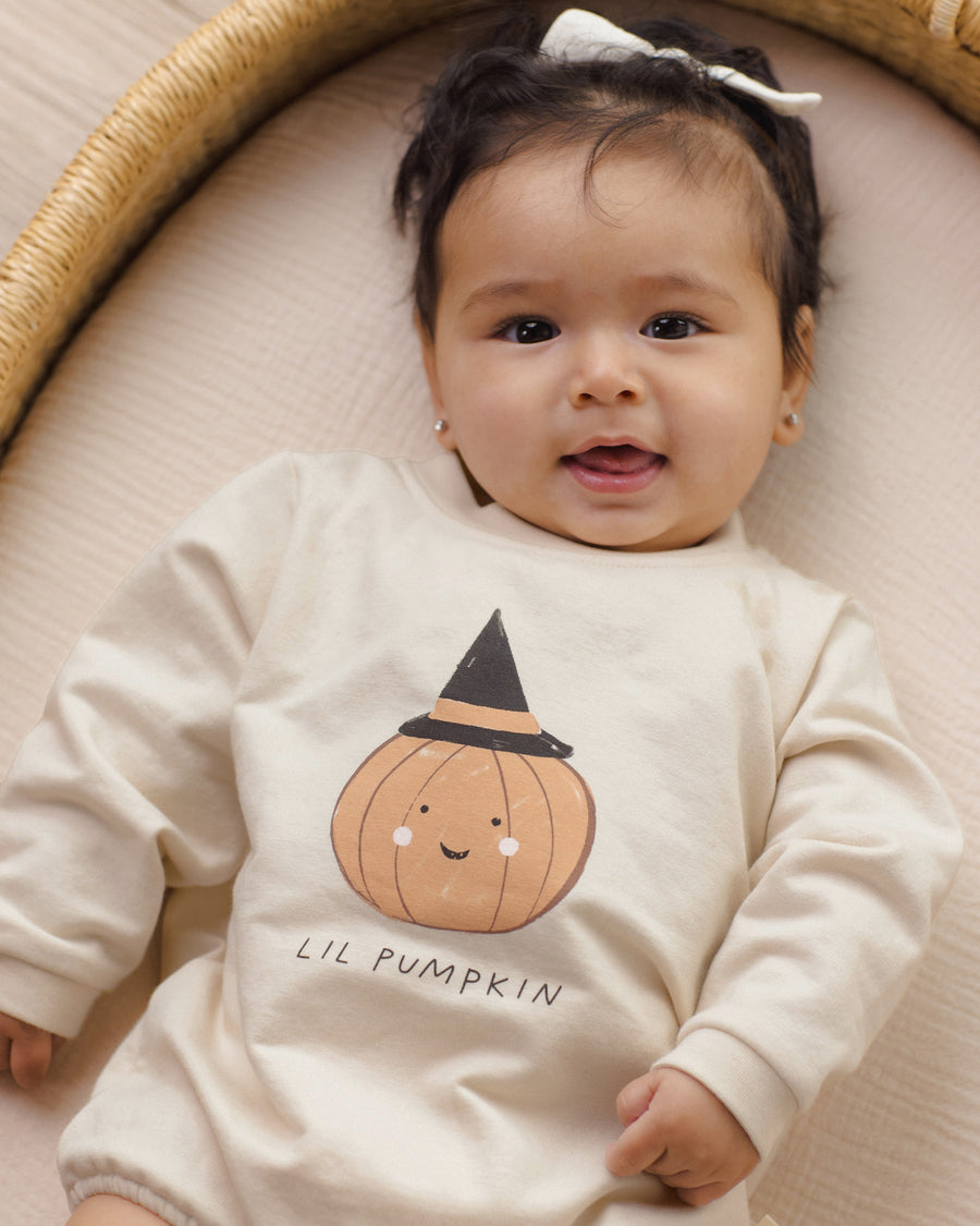 Crewneck Bubble Romper - Lil Pumpkin