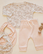 Jersey Snap Bib Pack - Floral Vine, Dusty Rose