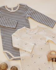 Ribbed Bodysuit (Set of 2) - Slate Microstripe, Celestial