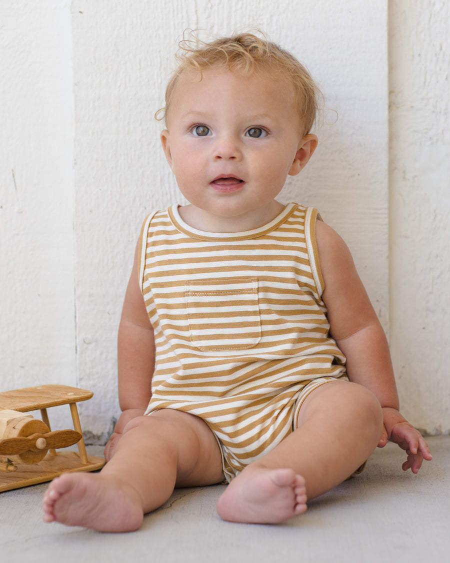 Sleeveless One-Piece - Honey Stripe