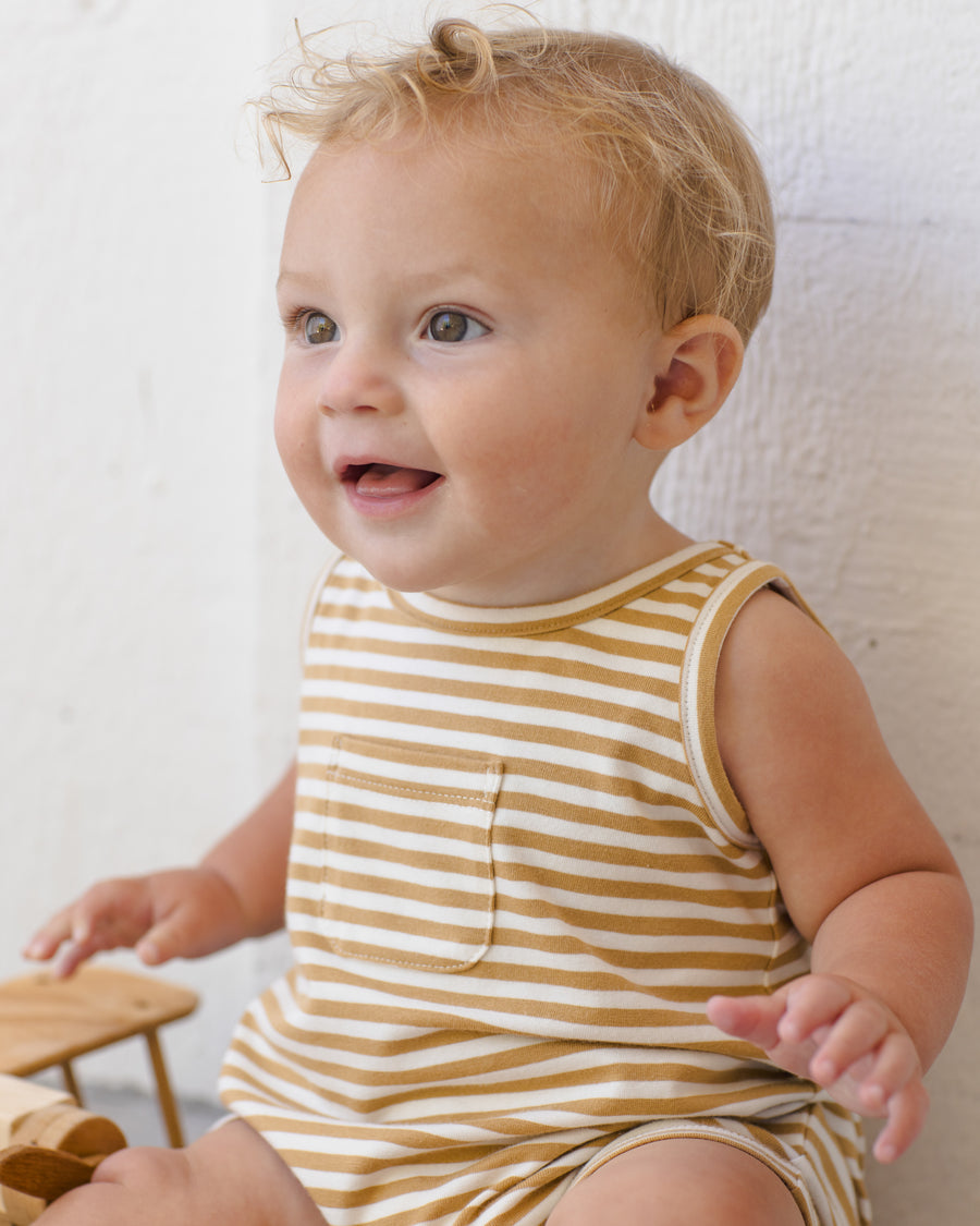 Sleeveless One-Piece - Honey Stripe