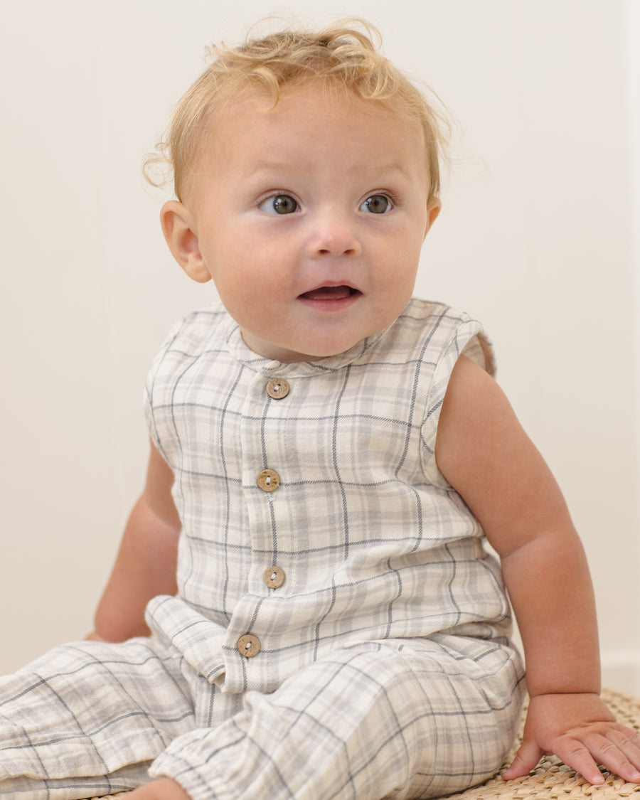 Woven Jumpsuit - Blue Plaid