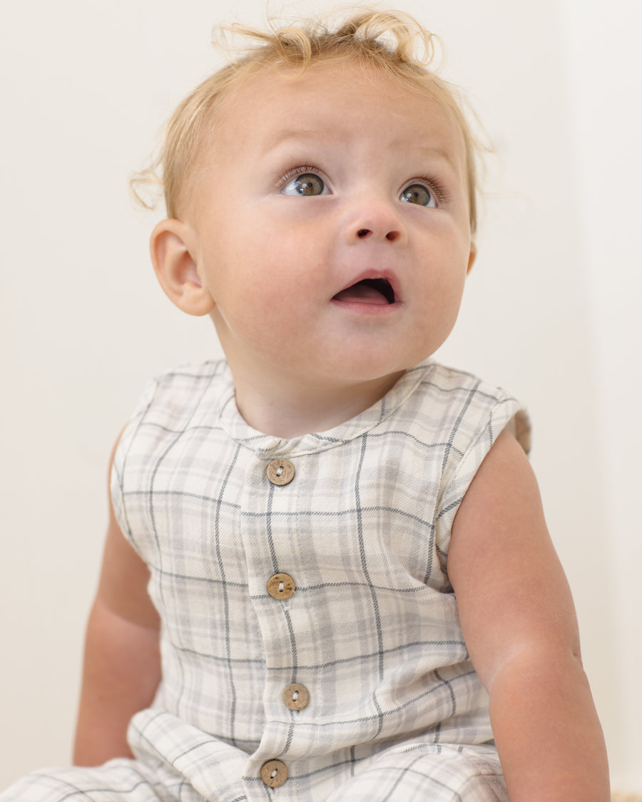 Woven Jumpsuit - Blue Plaid