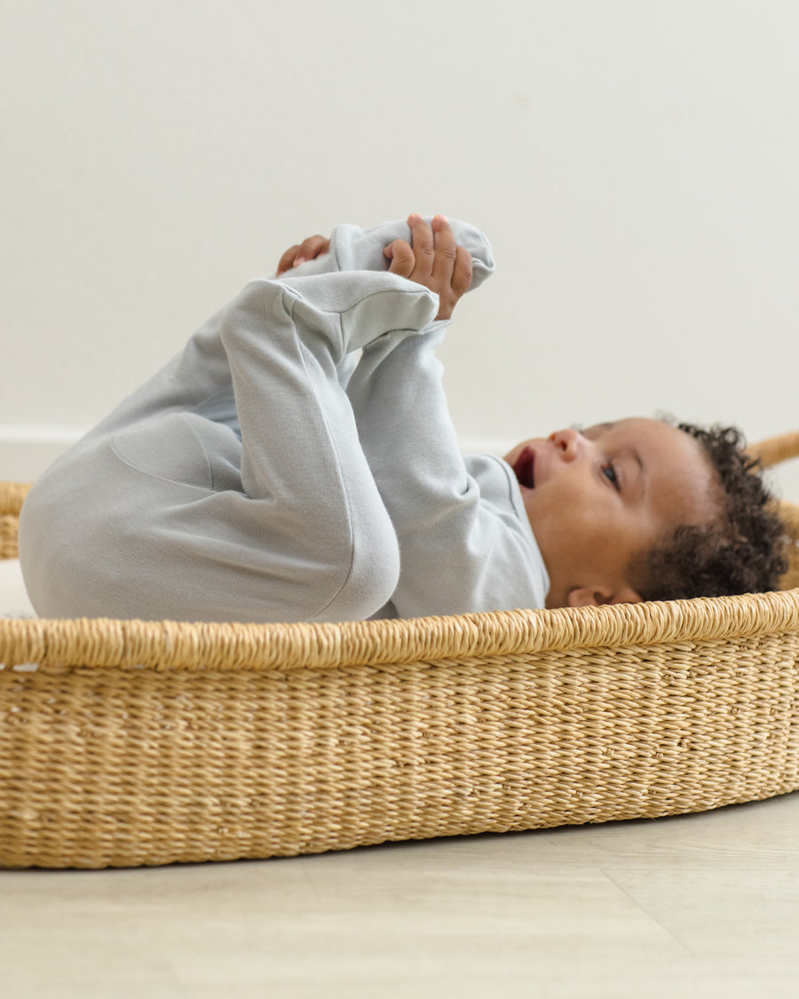 Wrap Top and Footed Pant Set - Sky