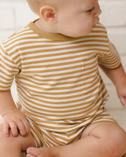 Boxy Pocket Tee and Short Set - Honey Stripe