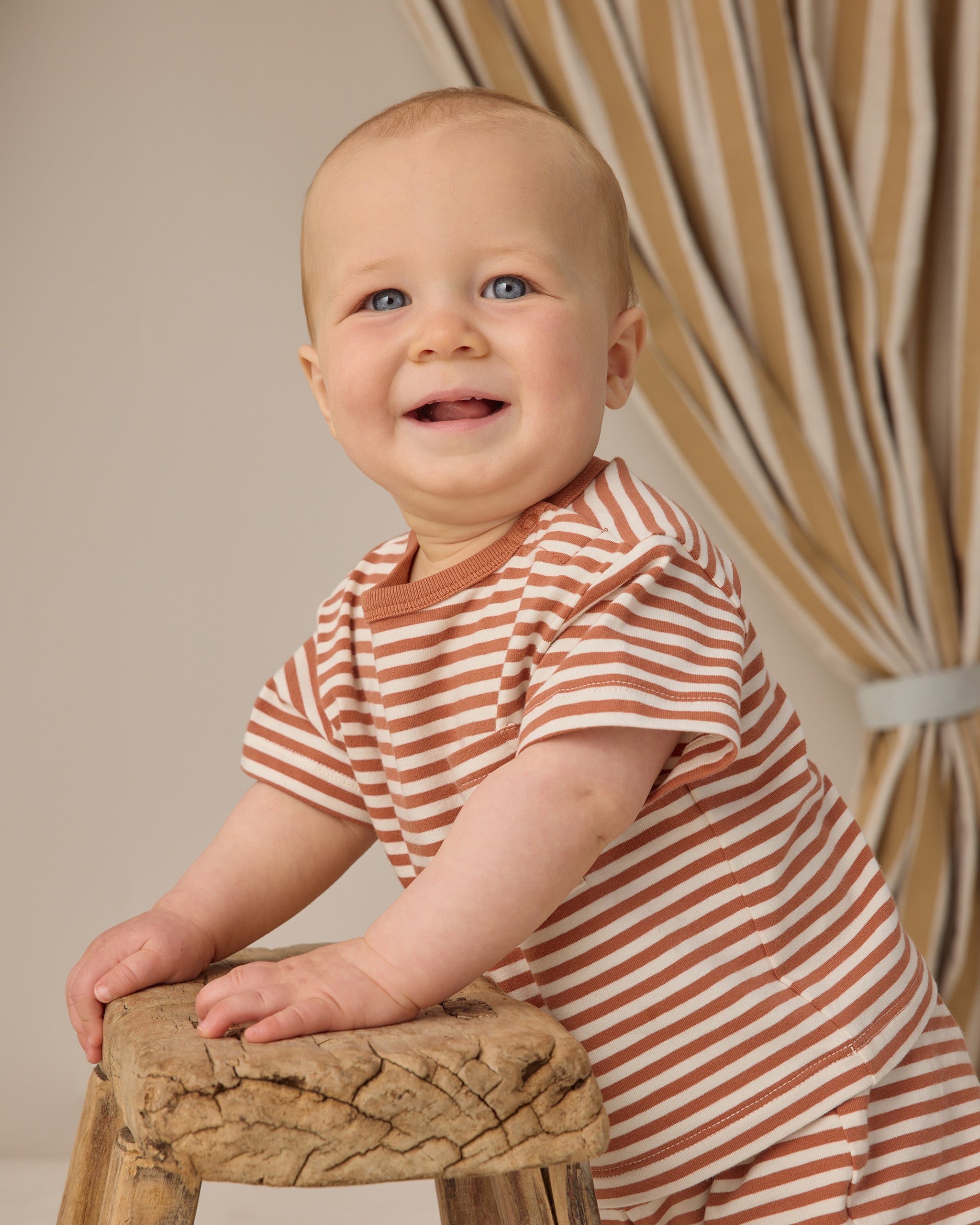 Boxy Pocket Tee and Short Set - Poppy Stripe