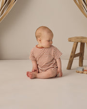 Boxy Pocket Tee and Short Set - Poppy Stripe