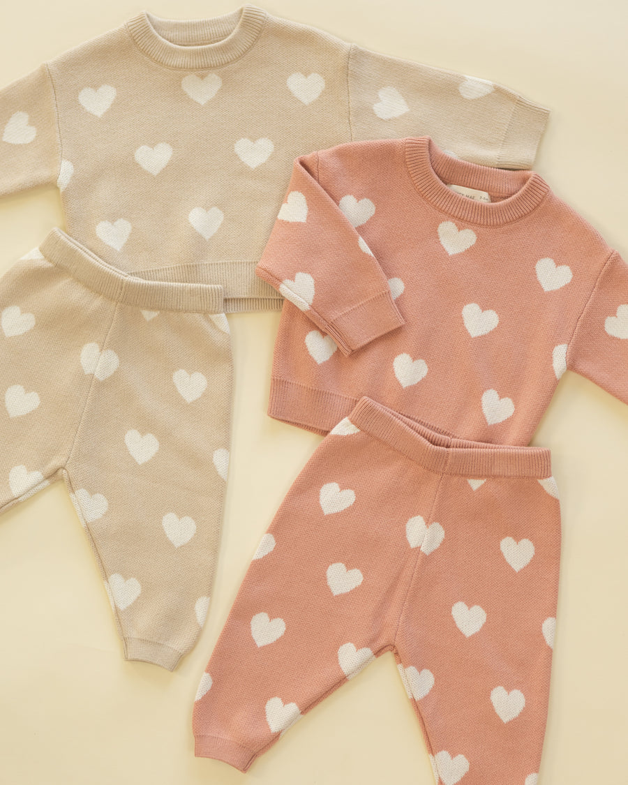 Heart Knit Sweater - Oat
