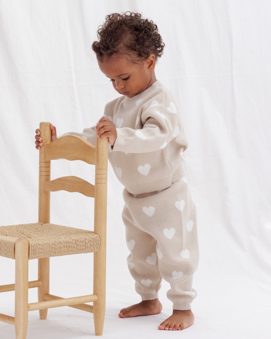 Heart Knit Sweater - Oat