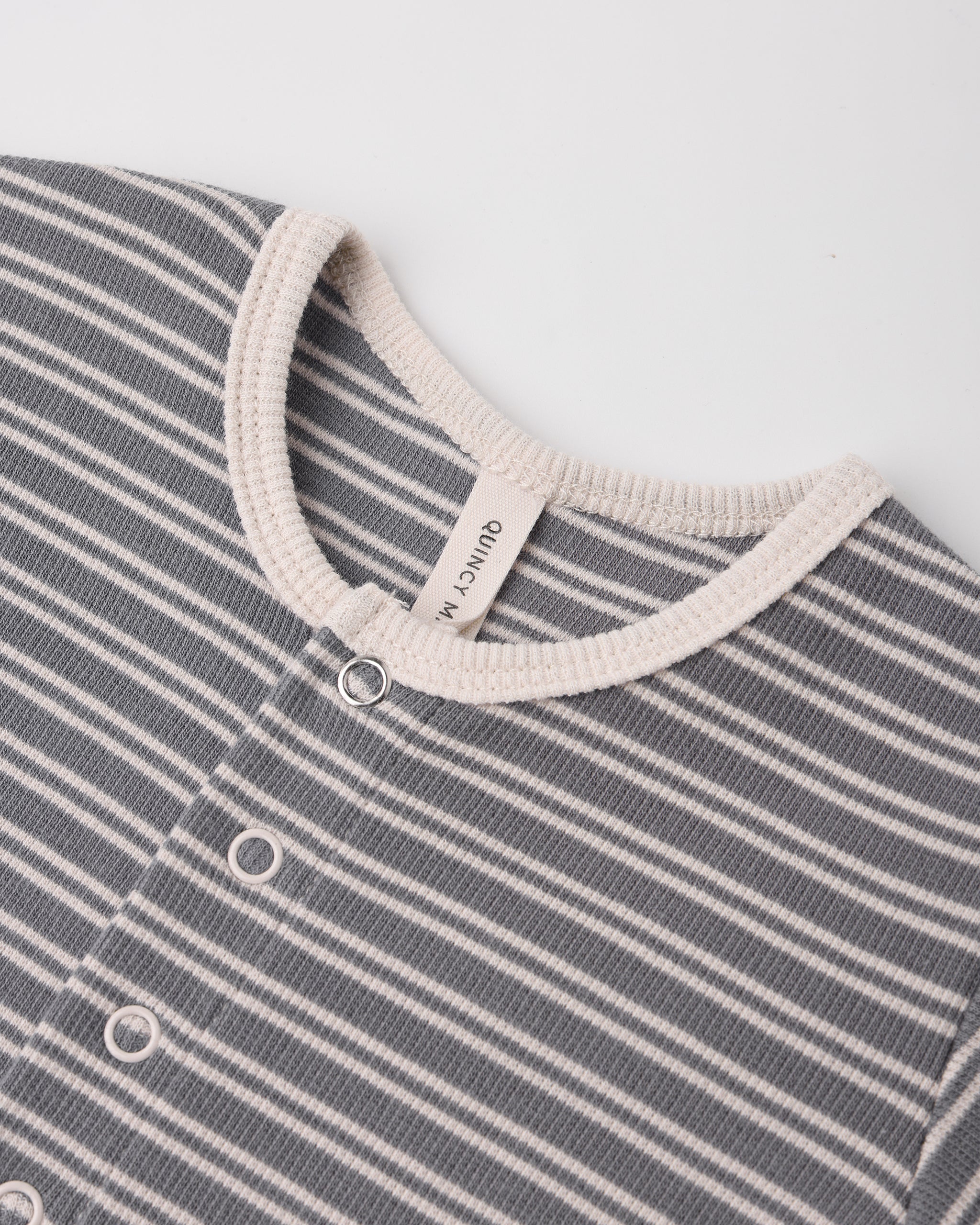 Ribbed Baby Jumpsuit - Slate Microstripe