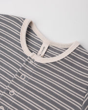 Ribbed Baby Jumpsuit - Slate Microstripe