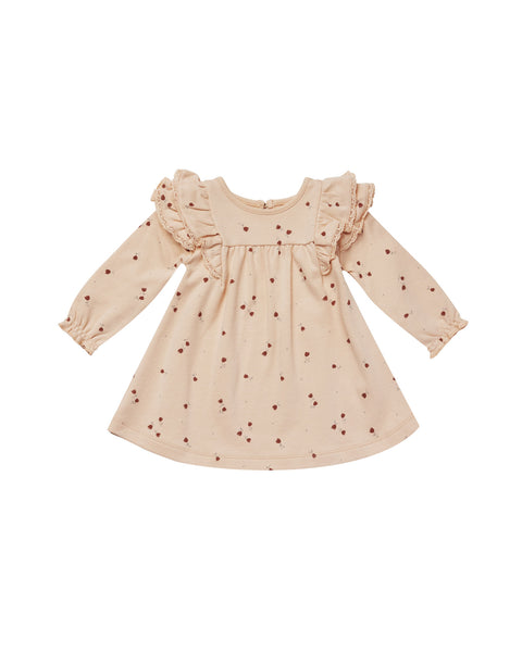 Long Sleeve Flutter Dress - Tulips