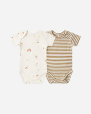 Short Sleeve Bodysuit Pack - Carnival and Honey Stripe